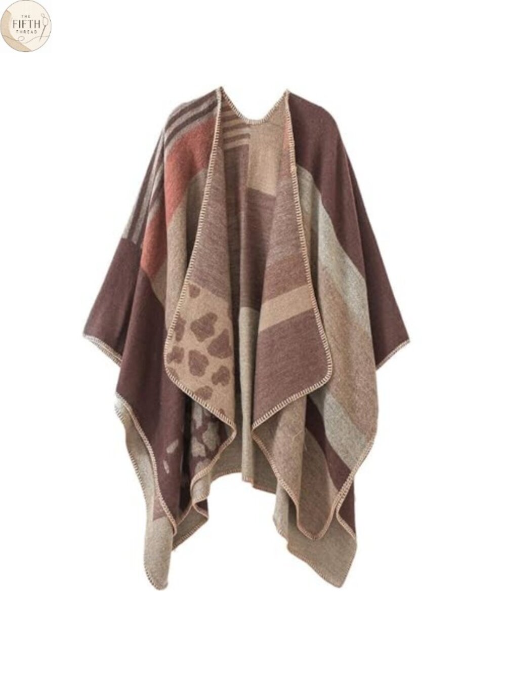Womens Reversible Shawl Wrap Poncho Cape Cardigan Open Front Pashmina